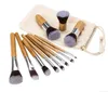 11PCS Professional Makeup Brushes Pen Set Eyeshadow Foundation Concealer Blandning Borst Trähandtag Kosmetiska Verktyg Partihandel