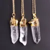 Healing Reiki Pendant Natural Druzy Stone Quartz Pendant Unisex Gold Plated Nature White Crystal Cluster Point Healing Rock Necklace Hottest