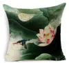 45 cm x 45 cm Water Lily Pillow Covers Beautiful Flowers Pillow Covers Decor Bird dragonfly throw pillow covers