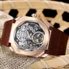 جديد 6 نمط Octo Finissimo Tourbillon 102719 الهيكل العظمي التلقائي رجالي ووتش روز الذهب المطاط حزام جودة عالية جنت ساعات جديدة