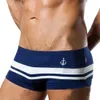 Wholesale-Hot Sale Cotton Blend White Blue Striped Boxer Trunks Underwear Short Pant Swimwear Low waist Wholesale Fashion FYNS-005