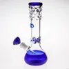 로얄 블루 꽃병 스타일 DAB Rigs 흡연 봉 좋은 여과 Beated Downstem과 보울 입 100 % 진짜 이미지 유리 Hookahs Heady Oil Rig