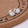 Nouveau 925 Silver Plt Simple élégant goujon boucles d'oreilles papillon dames femmes perle cz brillant cristal goujons boucles d'oreilles