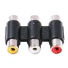 40 pcs\Lot Freeshipping 3 Way RCA Female Jack to 3 RCA Female Jack Connector AV Coupler Cable Adapter