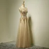 真珠のローズゴールド2016スクープネックイブニングガウンニューローブデソイレーのイブニングドレス