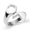 Hip Hip Hop Biker gepolijst sleutel monteur Wrench Tool Ring Juweel Zwart Zilver Goud Roestvrijstalen bandringen Sieraden