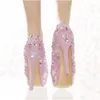 Belle lavande violet perle chaussures de mariée événement spécial fête talons hauts femmes robe de bal chaussures magnifiques strass pompes