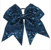 15 di 12 colori 7quot Grandi fiocchi da cheerleader per ragazze Fiocco da cheerleader con paillettes lucide con fascia elastica Fiocco da cheerleader con paillettes luccicanti ha1535981