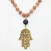 St0244 hamsa handgjorda mala halsband yoga meditation energi halsband afrikanska pärlor halsband