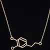 Química Estrutura Pingente Colar Na Trendy Dopamine Química Minilaist Jóias Química PendantsNecklaces Colar simples de cadeia para bonito