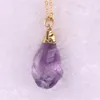 Irregular Handmade Raw Unpolished Amethyst Citrine Crystal Pendant Vintage Gold Plated Quartz Gemstone Necklaces Natural Stone Jewelry Gifts