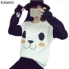Vente chaude Kawaii Harajuku Sweat Femmes Dessin Animé Panda Imprimé O-cou À Manches Longues Lâche Mode Casual Outwear 2017 Nouveaux Hoodies
