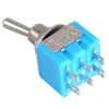 5Pcs Blue 6-Pin DPDT ON-ON Mini MTS-203 6A125VAC Miniature Toggle Switches B00020 BARD