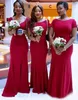 African 2017 Fuchsia Chiffon Mermaid Bridesmaid Dresses Long Scoop Short Sleeve Long Maid Of Honor Gowns Plus Size Custom Made EN101811