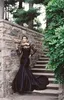 Vintage 2016 Noir Dentelle et Taffetas Robes de mariée Sirène Gothic Bateau Illusion Manches Longues manches longues Robes nuptiales perlées Custom En92311