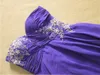 Новейшие темно-фиолетовые шифон и рюшами аппликации с бисером короткие платья подружки невесты для свадьбы возлюбленные спинки длина колена вскользь