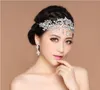 Tanie Bling Srebrne Akcesoria Ślubne Bridal Tiaras Hairgrips Kryształ Rhinestone Headpieces Biżuteria Damskie Forehead Włosów Korony Opaski