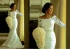 2016 Yeni Moda Nijeryalı 34 Uzun Sleeve Aplike Dantel Denizkızı Gelinlik Kristal Omuzdan Kristal Gelin Dress7714984