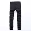 SWAG Mens Designer Brand Black Dżinsy Skinny Ripped Zniszczone Rozciągnij Slim Fit Hop Spodnie z otworami dla mężczyzn