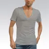 Maglietta intera per uomo Camicia elegante T-shirt Fanila con scollo a V profondo per Camiseta Hombre 95% cotone Ondergoed Sexy bianco S-XXXL G 2274S