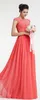 Hot Sale Coral Bridesmaid Dresses Beach Garden Long Maid of Honor Gown for Wedding Jewel Neck Cap Sleeves Lace Chiffon Formal Wear