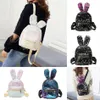 Girls Sequins Rabbit Ear Backpack Women Shoulder Bag Schoolbags Handbag Satchel Bag Cute Bling Mini Backpacks OOA3800