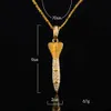 18k argent plaqué or arrow pendentif pendentif hip hop glacé bling strass de mode punk roquette pendentif collier hommes bijoux