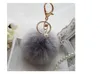 Gold Rabbit Furball Pompom Keybchain Fur Key Rings Porte Clef Llaveros Pearl Keychain voor Bag Charm Navidad Regalos1948155