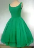 Vintage 1950's Short Emerald Green Cocktail Dress Sexy Scoop Neck Chiffon Cute Party Prom and Homecoming Dress