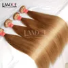 Honey Blonde Brazilian Human Hair Weave Bundles Color 27# Peruvian Malaysian Indian Eurasian Russian Silky Straight Remy Hair Extensions