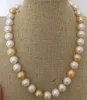 Belle perle gioielli enorme12-14mm south sea round multicolor pearl necklace 18inch 14k