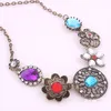 Kvinnor Crystal Flower Pendant Choker Chain Bib uttalande halsband mode smycken # R571