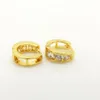 Classic Huggie Earrings 24k Yellow Gold Filled Wedding Hoop Earrings With Clear Crystal