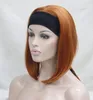 Charming beautiful fashion new Cute orange brown 34 wig with headband short straight synthetic women039 half wig5123095