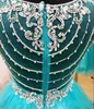 2016 New Short Sweet 16 Aque Homecoming Dresses Jewel Neck Crystal Beaded Tulle Turquoise Prom Dresses Party Dress Formal Cocktail Gowns