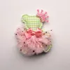 Ny prinsessa babyflickor karaktär björnar form hårklipp glitter filt krona hår bågar rosa gasbind band bowknot 20pcs hårnålar