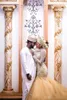 2021 Vestidos de Noiva Tradicionais Africanos Nigéria Vestidos de Noiva Dourados Contas de Cristal Transparente Tule Mangas Compridas Vestido de Noiva Sereia Pl260W