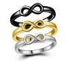 Złoty Srebrzysty Czarny Platerowanie 925 Sterling Silver Infinity Pierścień Charms Mężczyzna Kobieta Moda Biżuteria 10 sztuk / partia Rozmiar US6 / 7/8/9 / 10