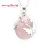 Water Drop Butterfly Pendants Necklace Chain Natural Stone Jewelry Pendulum Silver Plated Charms Amulet European Fashion Jewelry F7060489