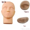 4 in 1 3D Permanente Make-up Wenkbrauw Lip Tattoo Practice Skin Mannequin Head met 2 stks ogen + 1pc lip