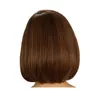 Woodfestival kort bruna peruk syntetiska lockiga peruker med bangs fiber hår bob wig kvinnor bra kvalitet