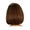 WoodFestival short brown wig synthetic curly wigs with bangs fiber hair bob wig women good quality3717326