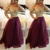 2016 mangas largas Borgoña vestidos de baile fuera del hombro vestidos de noche atractivos apliques encaje organza palabra de longitud vestido de fiesta formal 2017