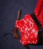 Klänningar fluffiga söta röda spetsar bröllopsklänning för flickor, första födelsedagsfest outfit baby bollklänning, handgjorda dop dopklänning