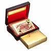 Originele Waterdichte Luxe 24K Goudfolie Verplaatst Poker Premium Matte Plastic Bordspelen Speelkaarten voor Gift Collection