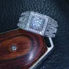 011 Celebrity Design Rhythmic Harmony Men 10kt Vitguld Fylld Topaz Simulerad Diamond Wedding Ring SZ 7-13 Gratis frakt