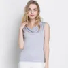 Fashion 100% Silk Knit Women's Sleeveless Tank Top Cowl Neck Vest Top Blouse Size M L XL XXL