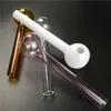 thick pyrex glass oil burner pipe with 7.3 inch big white pink brown clear colorful smoking hand pipes for water bong