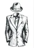 Wholesale-ファッションワンボタンブルゴーニュグロールタキシードグルーミングメンズウェディングプロムスーツのドレスウェディングメンズスーツ（ジャケット+パンツ+ネクタイ）