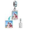 Customized blank square dangle photo charm Birthstone crystal European Charms Fit Chamilia Biagi Charm Bracelet3071767